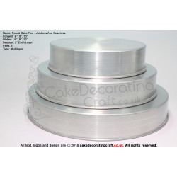 Round Cake Baking Tins | 2" Deep | Size 6 8 10 " | 3 Tiers | Jointless & Seamless | Rainbow | Multi Layer