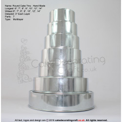 Round Cake Baking Tins | 3" Deep | Size 6 7 8 9 10 12 14 " | 7 Tiers | Hand Made