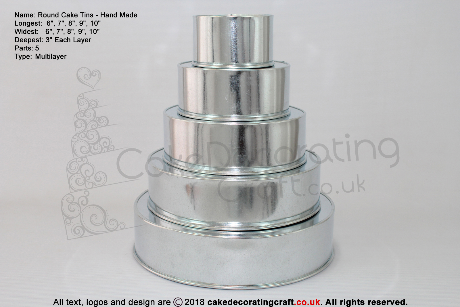 Round Cake Baking Tin | 3" Deep | Size 6 7 8 9 10 " | 5 Tiers | Hand Made