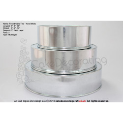 Round Cake Baking Tin | 3" Deep | Size 6 9 12 " | 3 Tiers | Hand Made