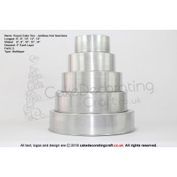Round Cake Baking Tins | 3" Deep | Size 6 8 10 12 14 " | 5 Tiers | Jointless & Seamless