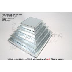 Square Cake Tins | 2 Inch Deep | 6 8 10 12 14 Inch | 5 Tier | Hand Made  | Rainbow | Multi Layer 