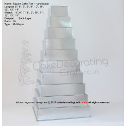 Square Cake Baking Tin | 4" Deep | Size 5 6 7 8 9 10 11 12 13 14 " | 10 Tiers | Hand Made