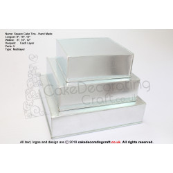 Square Cake Baking Tin | 4" Deep | Size 8 10 12 " | 3 Tiers | Hand Made