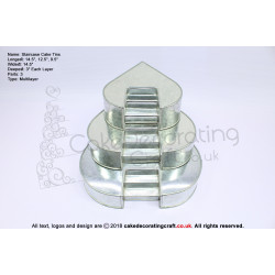 Heart Cake Baking Tins | Center Stairs | Wedding Multilayers | 3" Deep | 3 Tiers | Hand Made