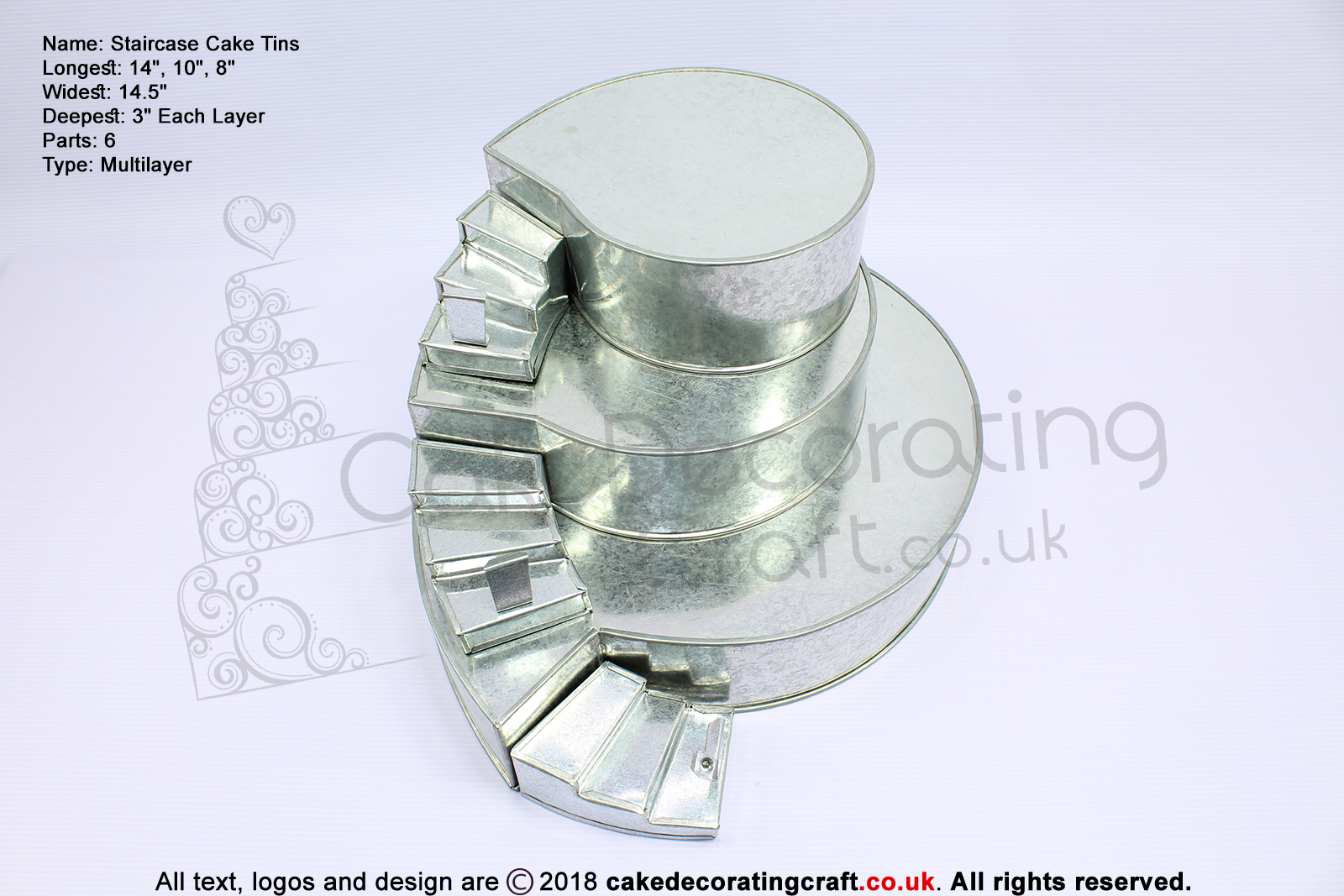 Round Cake Baking Tins | Side Stairs | Wedding Multilayers | 3" Deep | 3 Tiers | Hand Made