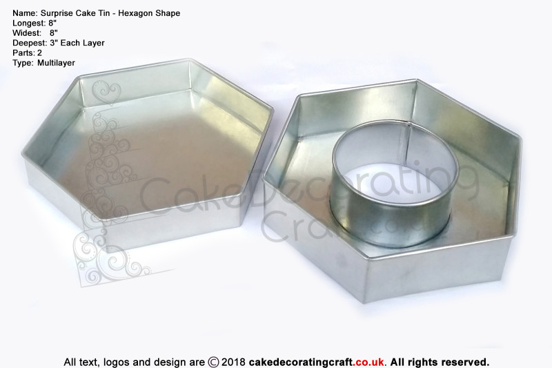 Surprise Hexagon Shape | 8 Inch | 2 Parts | Cake Baking Tins