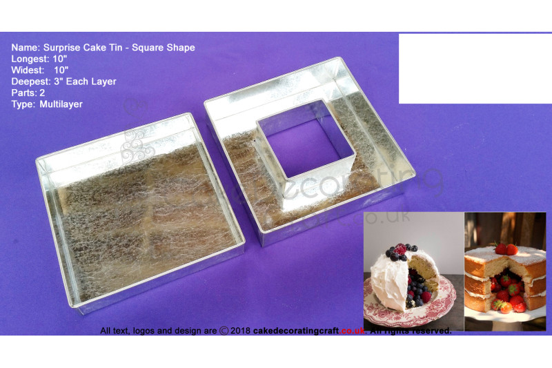 Surprise Sqaure Shape | Size 10 Inch | Cake Baking Tins