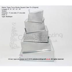 Topsy Turvy Square Baking Tins Pans | 6 8 10 12 14" | 5 Tiers Multilayer | Cake Decorating Craft 