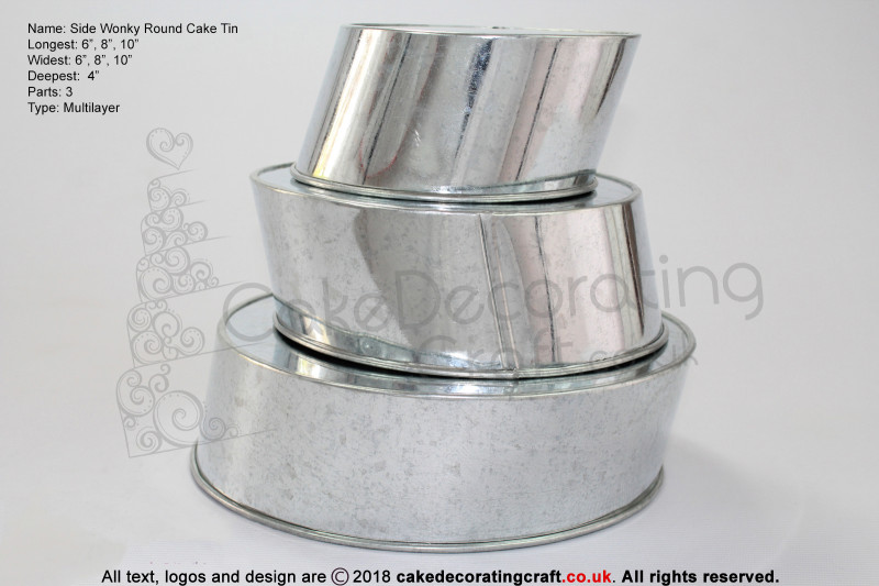 Side Wonky Round Baking Tins Pans | 6 8 10 " | 3 Tiers Multilayer | Cake Decorating Craft