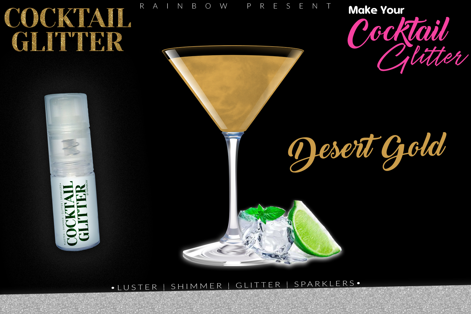 Cocktail Gloss Lustre Pearled Shimmer Shade | Edible | Desert Gold