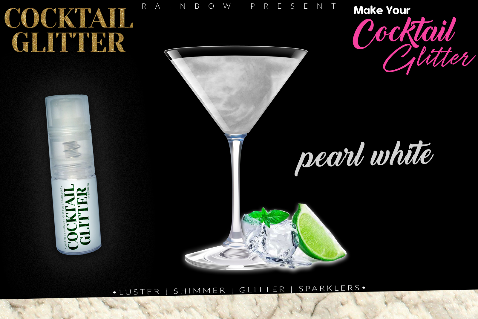 Cocktail Gloss Lustre Pearled Shimmer Shade | Edible | Pearl White
