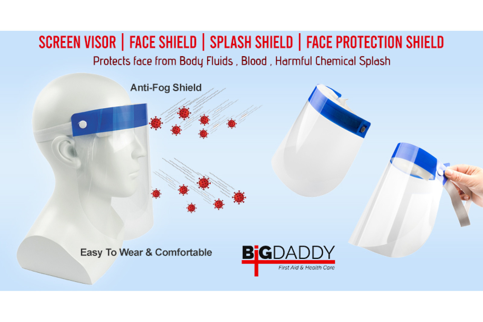 Screen Visor | Face Shield | Splash Shield | Face Protection Shield