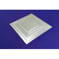 14 Inch | Silver | Square 3 mm | Cake Boards Masonite | Premium Quality | Great Christmas Bake Off