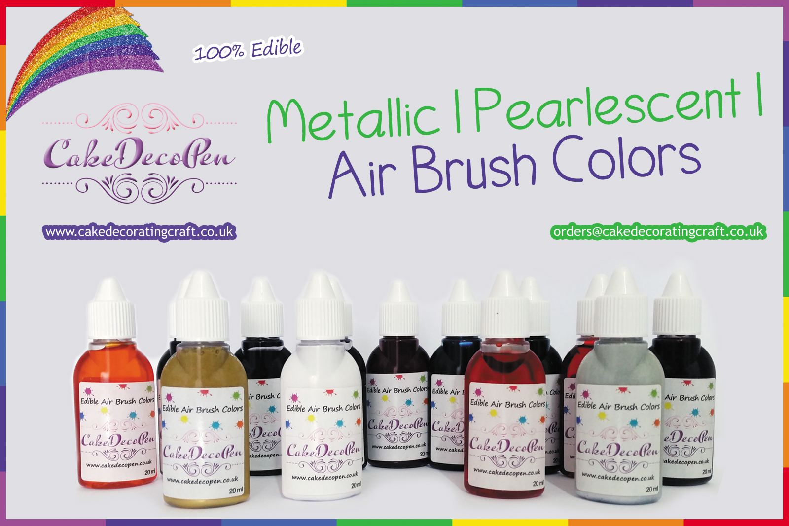 Pear Silver | Air Brush Colors | Black with Pearlised Gold Luster Gloss 20 ml | Water Based
