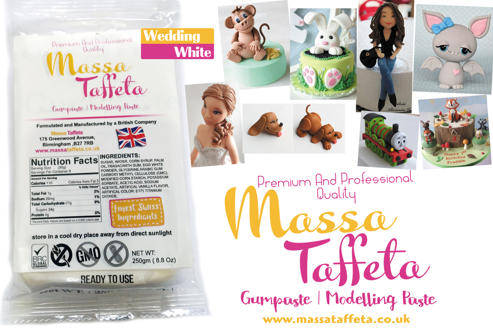 White | Massa Taffeta | Gumpaste | Modelling Paste | Flower Paste | Cake Craft | Christmas Edible Decorating Essential